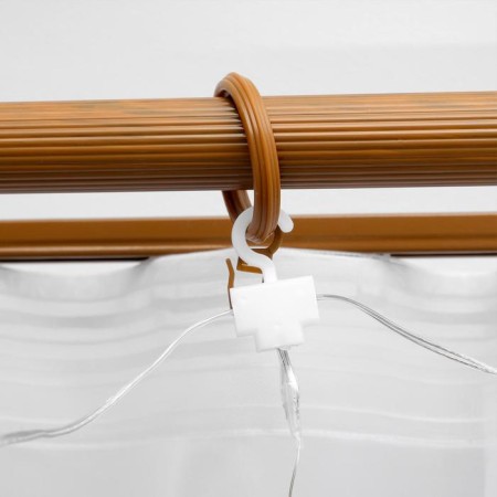 Garland "Curtain" 2.8 × 3 m dew on hooks, with a remote control, IP20, silver thread, 300 LED, white glow, 8 modes, USB-5