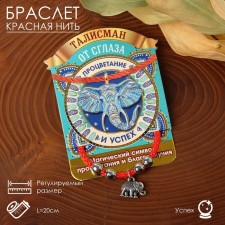 Bracelet-reinforcing “Red thread” Talisman of protection, prosperity and success, color black silver, 20 cm