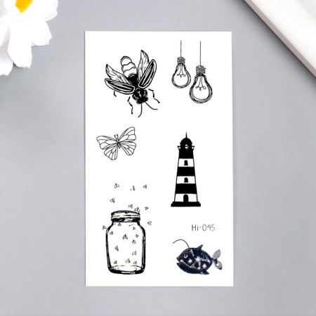 Tattoo on the body phosphorus "lighthouse/vases" mix 6x10.5 cm-1