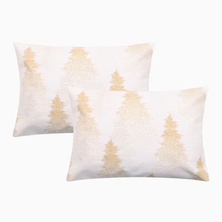 Golden Christmas pillowcase kit, 50x70 cm - 2 pcs, 100% cotton, calico