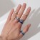 Set of rings 8 pieces "teenage", blue color in silver, 13 size