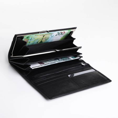 Women's wallet on a magnet, black color-3