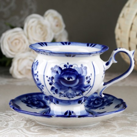 Tea couple "Granny", 15x15x10 cm, 300 ml, gzhel-7