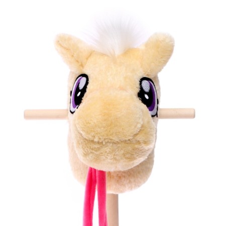 Soft toy "horse-horseman", on a stick, beige color-7