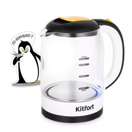Electric KitFort KT-6636, glass, 1.7 l, 2200 watts, white-black-5