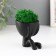 Kashpo concrete mini "Mr. Green" Mizaru with moss black 5.5x6.5x6.5 cm (moss green stabil)