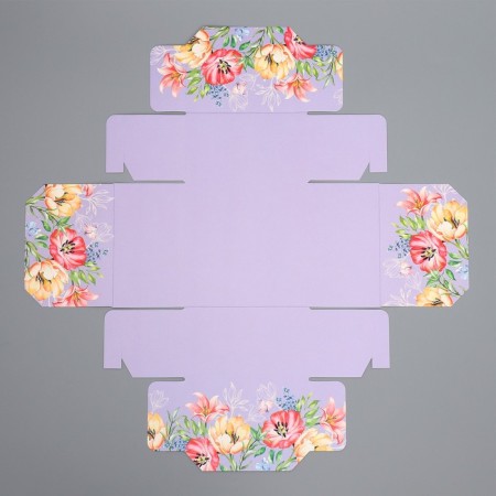 Gift folding box, packaging, "flowers", 14 x 14 x 8 cm-8