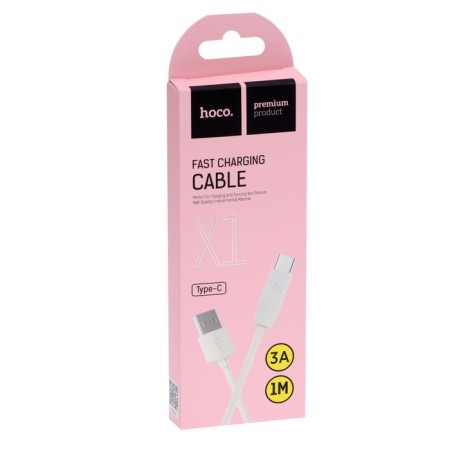 Hoco X1, Type -C - USB, 3 A, 1 m, white cable-2