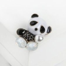 Pandochka brooch, black and white color in gold