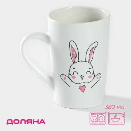 Porcelain share mug "Hell of a hare", 380 ml, white color