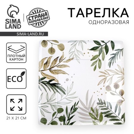 A disposable plate plate square "Eco", 21 cm