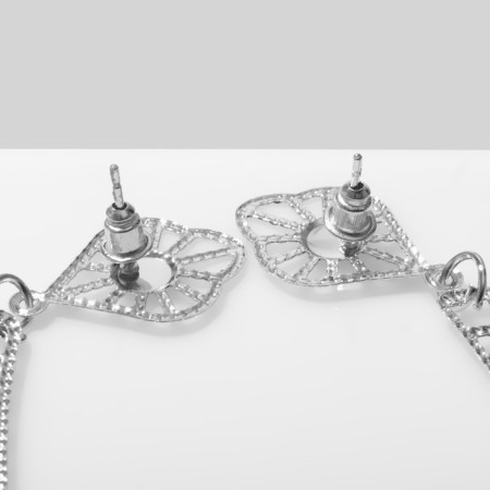 Hanging earrings "openwork" Patterned waltz, color silver, 8.5 cm-1