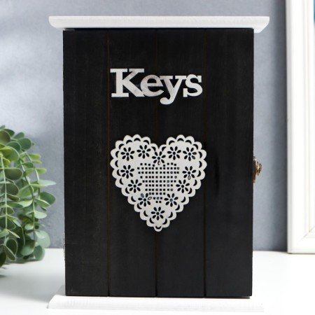 Keywood tree 6 hooks "Keys. Serde" gray with white 26x19x6 cm