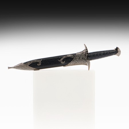 Souvenir sword "Say", a blade with a bend on a scabbard twisted patterns, black/silver, 28cm-1