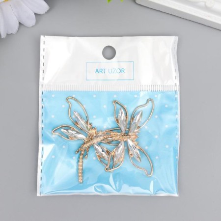 Decor for creativity Metal "Dragonfly" gold, rhinestones 4.3x3.8 cm-3