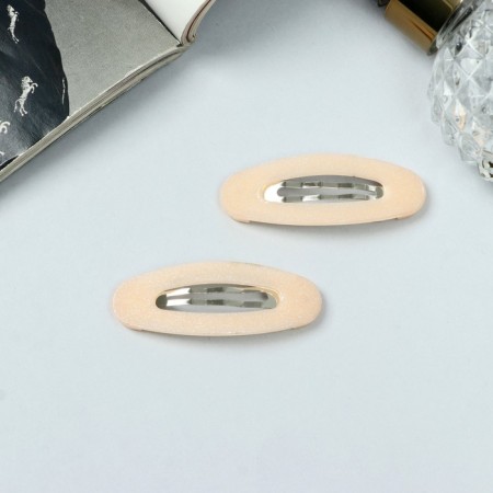 Invisibility for hair "Adeli" (set 2 pcs) shine oval, 5 cm, beige-1
