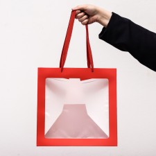 Crafts with a square bottom and window, 30 x 30 x 30 cm, red, 1pc