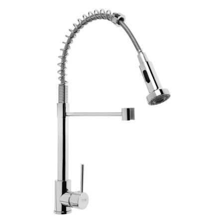 Kitchen mixer Zein Z3824, one -leaf, flexible surplus on the spring, aerator 2 mode, chrome-4