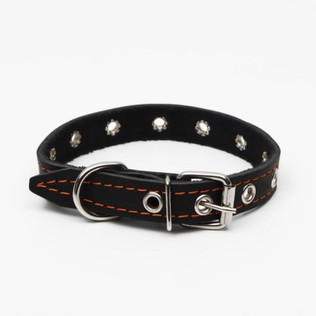 Collar leather single-layer dimensionless, 45 x 2 cm, Osh 18-39 cm, black-1