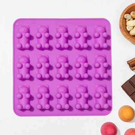 The shape for marmalade Dailyan "Teddy", silicone, 18 × 2 cm, 15 cells (4.5 × 2.5 × 2 cm), color mix