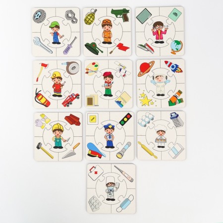 Puzzles of the association “Who lives where?”, “Figures and score”, “profession”, a set of 3 pcs.-13