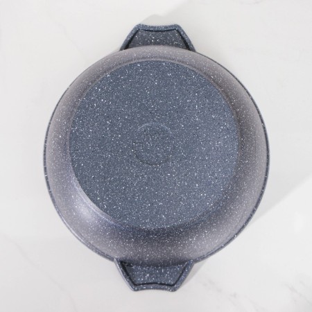 Granite pan, 3 l, glass cover, anti -stick coating, gray color-2