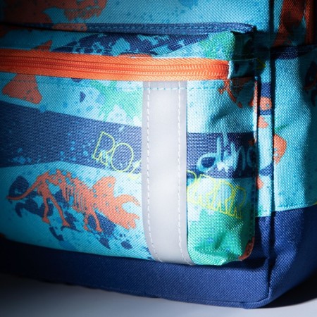 Baby backpack on a zipper, an external pocket, a reflective strip, the color of turquoise-5