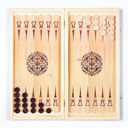 Wooden backgammon are large, with a snake "Snake with a skull", a board game, 60 x 60 cm-2