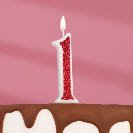 Candle in the cake on the skewer "Rubin collection", number 1, 5.2 cm, ruby