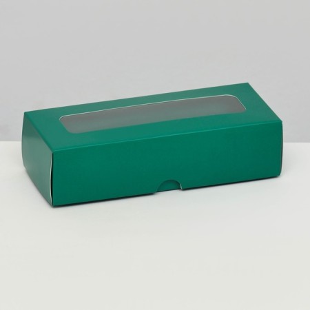 Folding box for 3 sweets, 13.7 x 5.5 x 3.5 cm, emerald