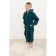 Children's robe with a hood, height 164 cm, emerald color