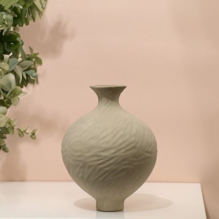 Vase for flowers decorative art color white 20 x 14 x 14 cm-3