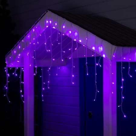Garland "fringe" 4 × 0.6 m, IP44, white thread, 180 LED, purple glow, 8 modes, 220 V