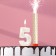 Candle in the cake "Gran + Fountain", number "5", pearl, 6.5 cm