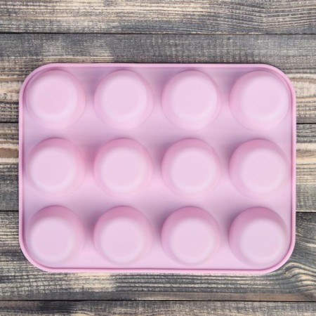 Baking uniform “Circle”, silicone, 29 × 22 × 3 cm, 12 cells, d = 6.5 cm, color mix-6