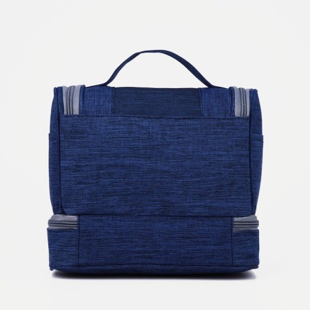 Cosmetic bag, 2 parts on zippers, blue color-1