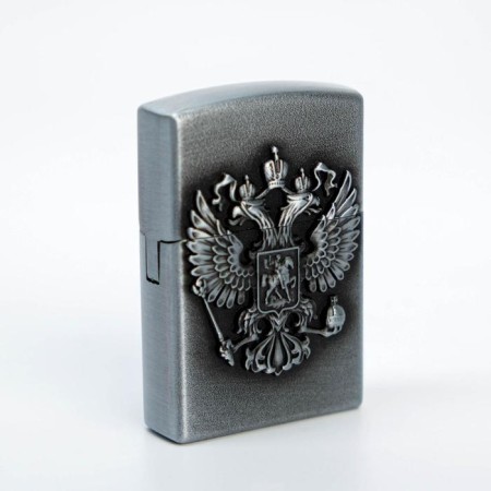 Gas lighter "Emblem of Russia", 3.5 x 5.5 x1.2 cm, silver