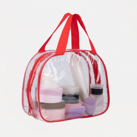 Lightning cosmetic bag, transparent/red color-3