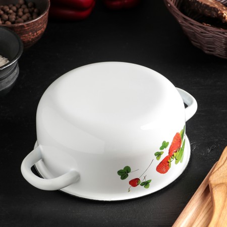 Pan, 1.5 l, enameled cover, induction, mix decor, white color-2