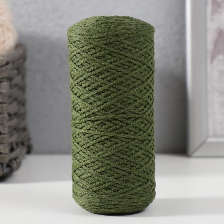 Knitting cord without a core 70% cotton, 30% polyester 1mm 200m/60 ± 10g (37-oliv)