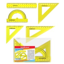 Semetric Small Small Erichkrause Neon (square - 3 pieces, ruler - 15 cm, transporter), yellow