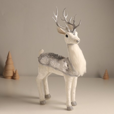 Decor "White Deer in a cape with silver patterns" 19x10x36 cm