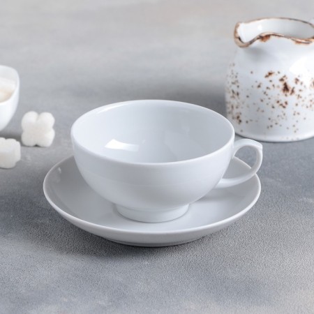 Tea steam porcelain “Rubin”, 220 ml, cup D = 10.2 cm, saucer d = 14 cm