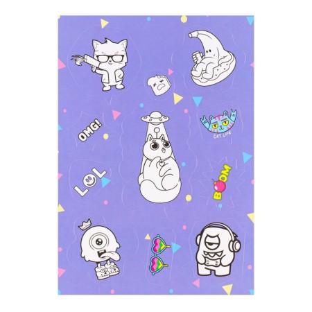 A set of stickers-paint "jokes" cat, 3 sheets, a5-2