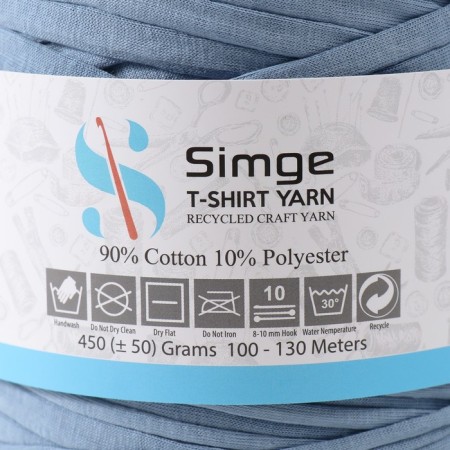 Knitted yarn secondary 90% cotton, 10% p/e, 100m/450 ± 50 g (gently blue) mix-4