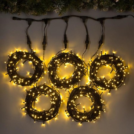 Girlyand "Clip-Light" 5 threads of 20 m, IP44, UMS, dark thread, 665 LED, glow warm white, 24 V