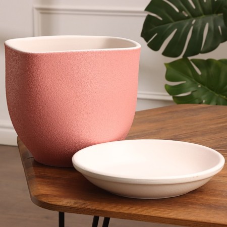 Flower pot "Square relief" Pink relief 6 l-1