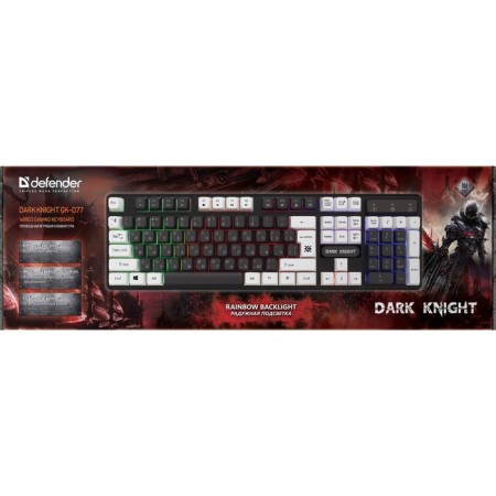 The keyboard Defender Dark Knight GK-077, game, wired, backlight, 104 keys, USB, CHERY-BELL-6