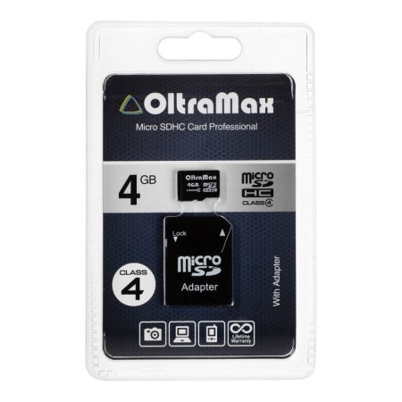Memory of Memory Oltramax Microsd, 4 GB, SDHC, class 4, with adapter SD