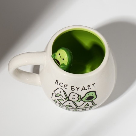 Ceramic mug “Everything will be avocent”, 300 ml, white color-3